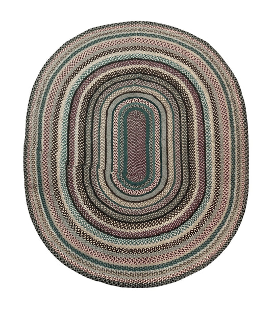 Large Oval American Braided Rug 10x12, Multicolor Vintage Braided Carpet