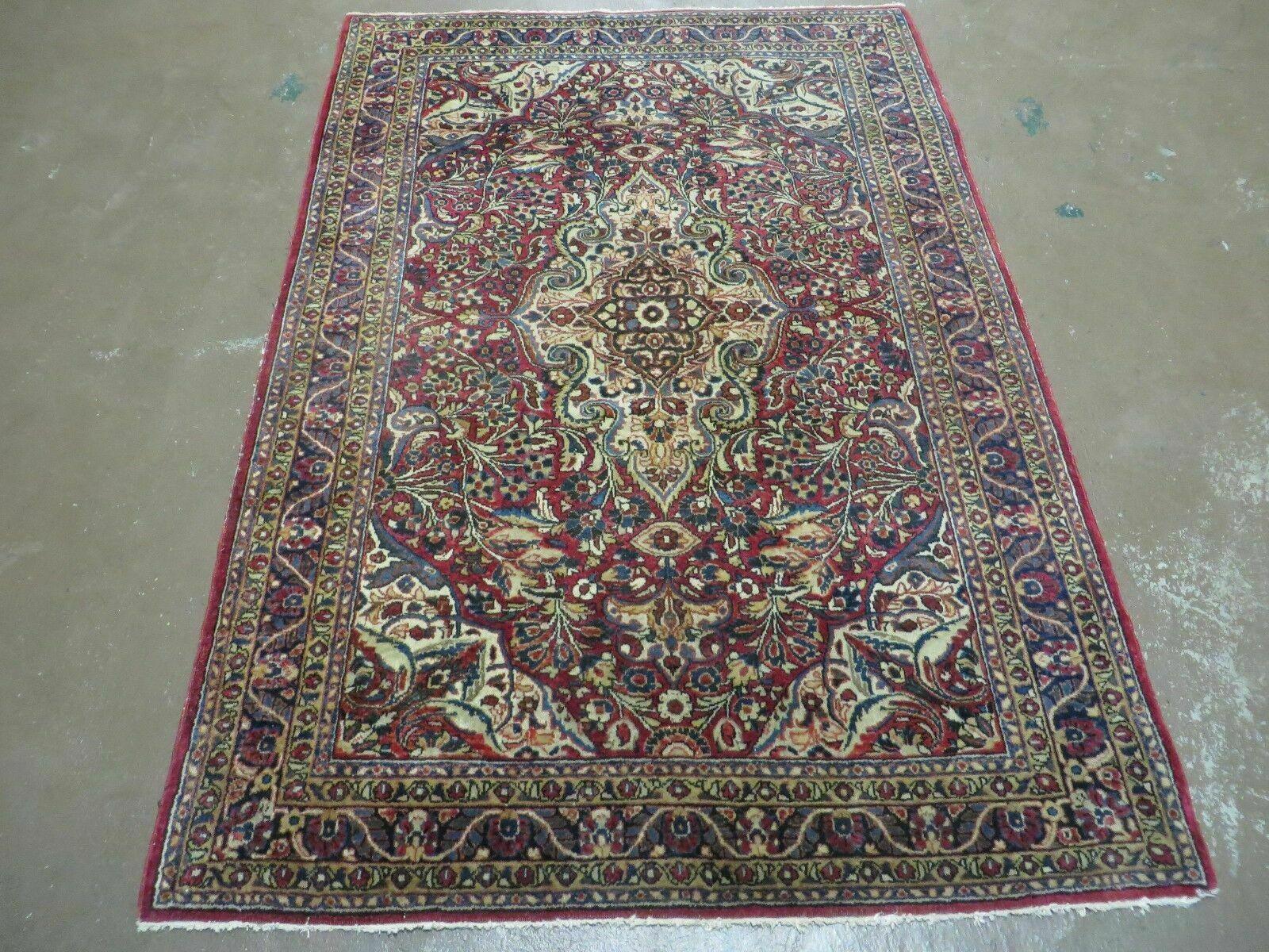 3' 5" X 5' Antique Handmade Indian Agra Fine Weave Wool Rug Organic dye Nice - Nuvé
