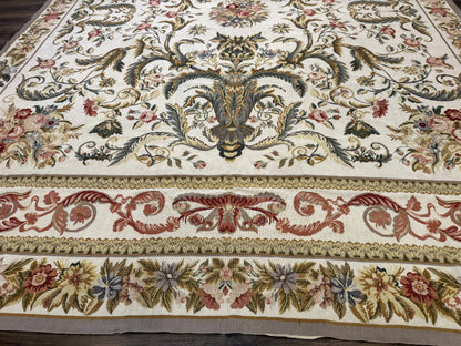 Aubusson Needlepoint Rug 10x14, Elegant European French Carpet, Vintage Carpet - Nuvé