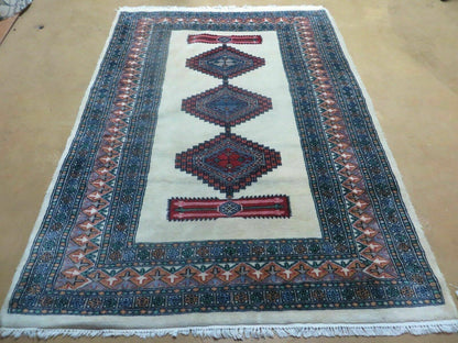 4' X 6' Vintage Handmade Bokhara Turkoman Pakistan Wool Rug Carpet Nice - Nuvé