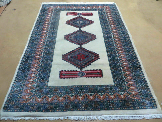 4' X 6' Vintage Handmade Bokhara Turkoman Pakistan Wool Rug Carpet Nice - Nuvé