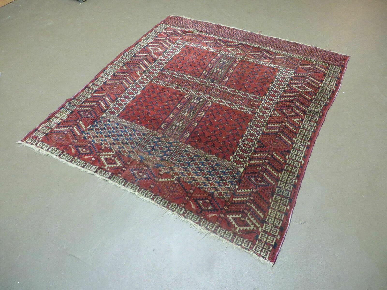 Antique Turkoman Rug 4x5, Ensi Hatchli Tekke Wool Rug - Nuvé