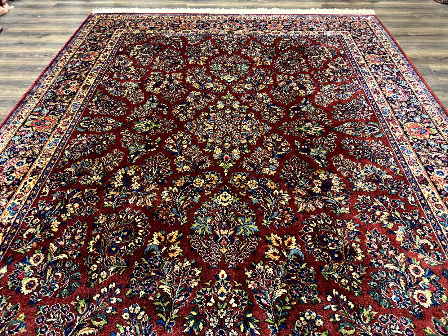 8.8 x 10.6 Karastan Red Sarouk Rug #785, Wool Pile Original 700 Series - Nuvé