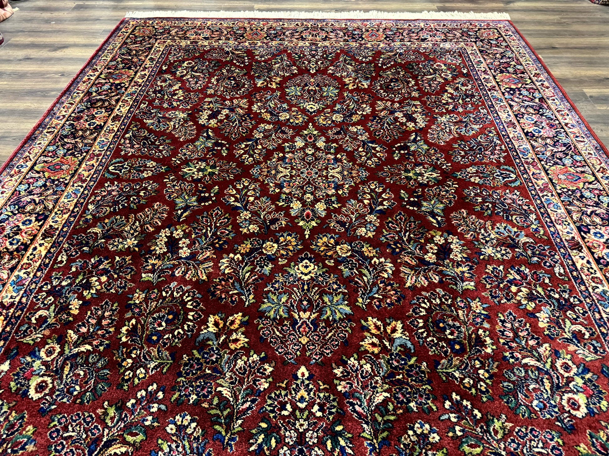 8.8 x 10.6 Karastan Red Sarouk Rug #785, Wool Pile Original 700 Series - Nuvé