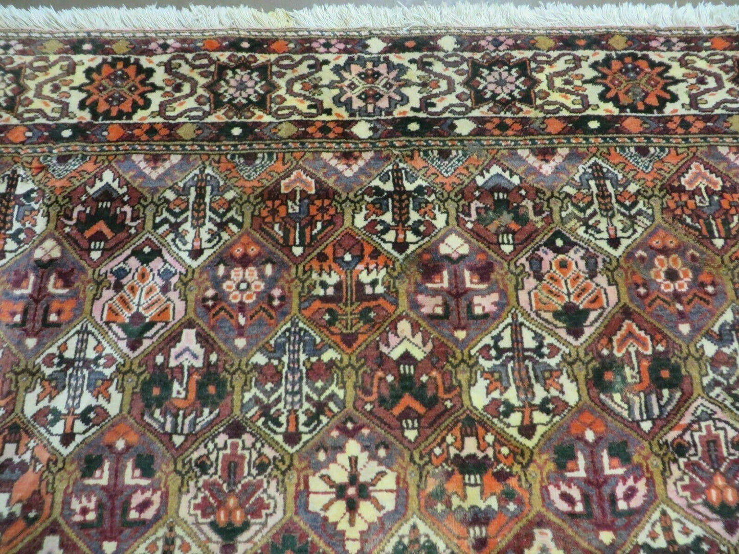 Antique Persian Bakhtiari Rug 7x10 - Multicolor Repeated Panel Design - Vegetable Dyed Rug - Hand Knotted Wool Room Sized Oriental Carpet 7 x 10 Rug - Nuvé