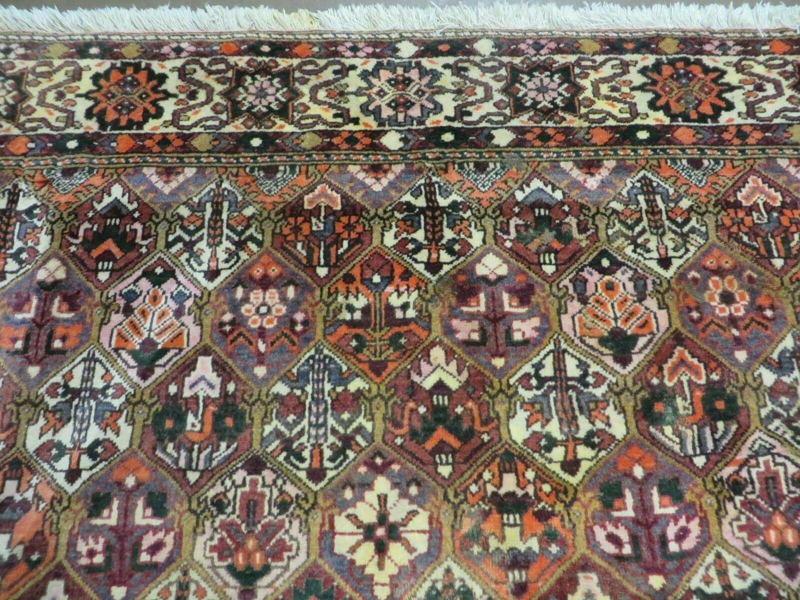 Antique Persian Bakhtiari Rug 7x10 - Multicolor Repeated Panel Design - Vegetable Dyed Rug - Hand Knotted Wool Room Sized Oriental Carpet 7 x 10 Rug - Nuvé