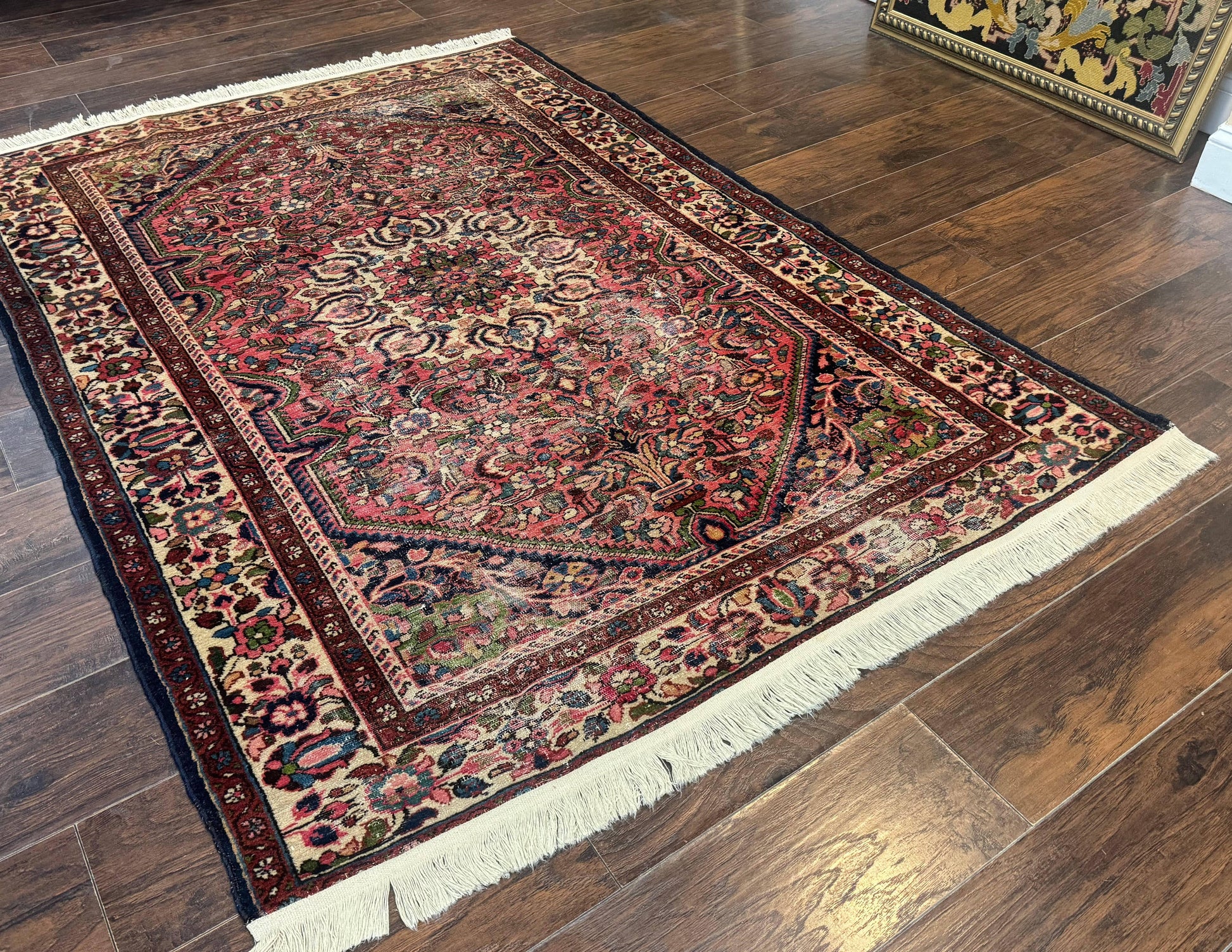 Antique Persian Malayer Rug 4'7" x 6'6" – 1920s Tribal Red Wool Carpet - Nuvé