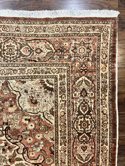 Antique Persian Tabriz Rug 10x12, Wool Hand Knotted Oriental Carpet, Beige Light Red, Floral Medallion - Nuvé