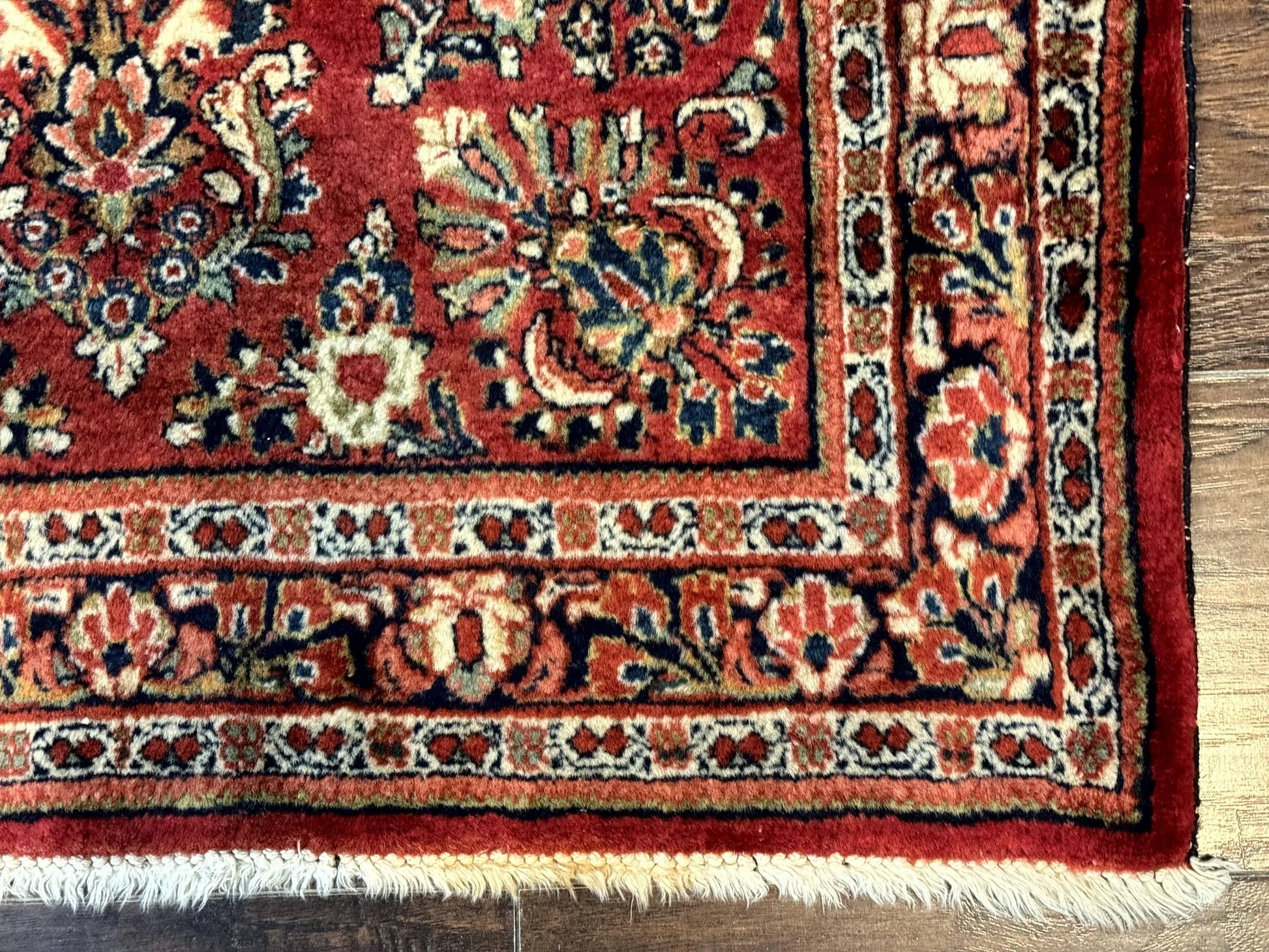 Red Persian Sarouk Rug 3 x 5.8, Antique Wool Carpet, 210 KPSI - Nuvé