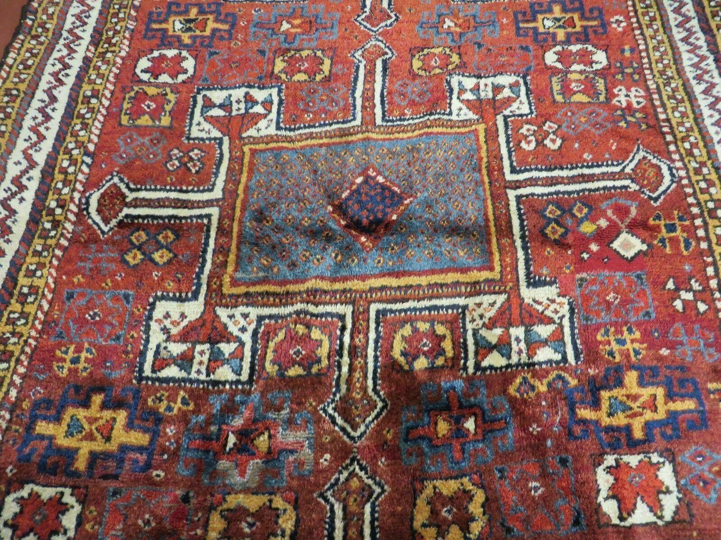 Antique Moroccan Runner Rug 4x9, Wide Runner, Hand Knotted Tribal Oriental Carpet, Hallway Rug, Geometric Medallions, Red, Bohemian Rug Nice - Nuvé