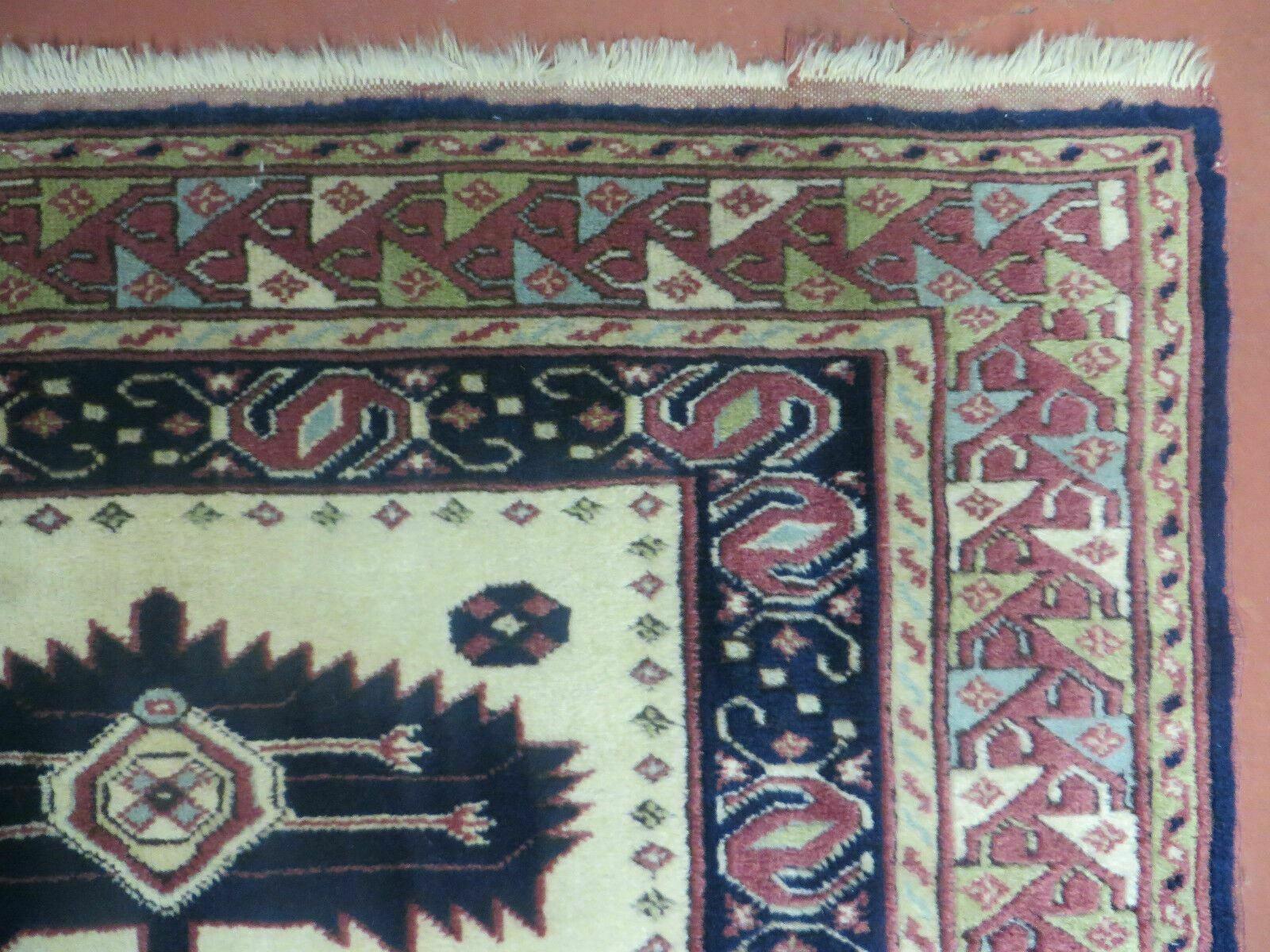 3' X 4' Vintage Handmade Turkish Geometric Oriental Wool Rug Nice - Nuvé