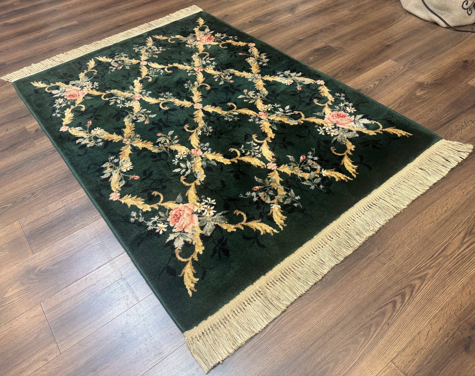 Karastan Garden of Eden Rug 4x6, Green Savonnerie 509/1733, Original Discontinued Vintage Karastan Carpet - Nuvé