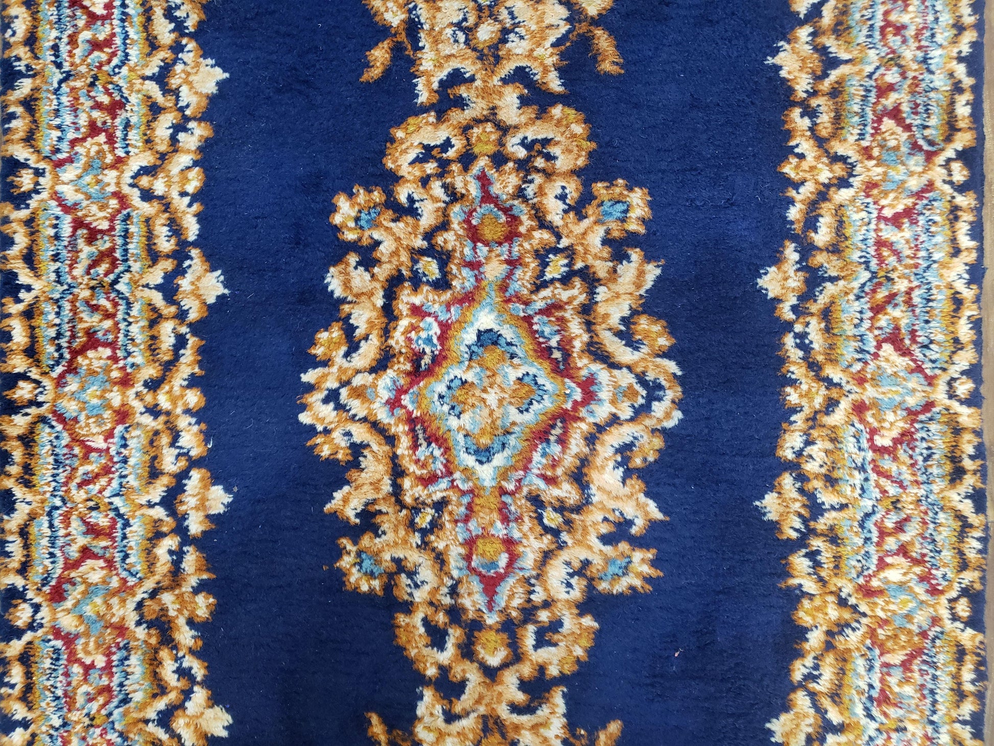 Semi Anique Dark Blue Persian Kerman Runner, 2'7" x 13'5" - Nuvé