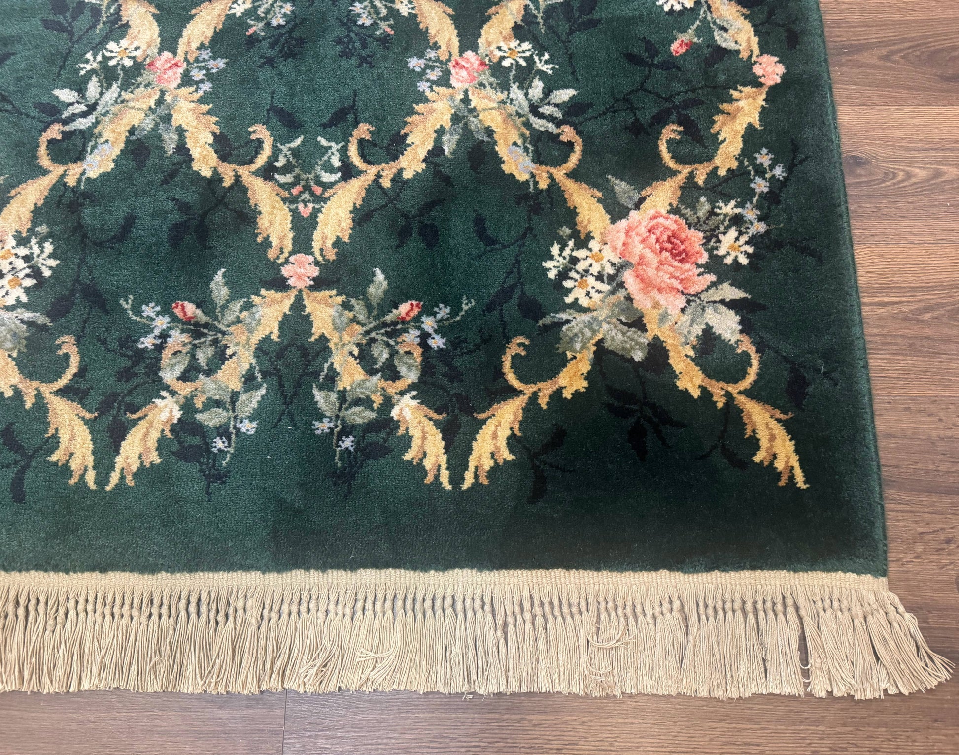 Karastan Garden of Eden Rug 4x6, Green Savonnerie 509/1733, Original Discontinued Vintage Karastan Carpet - Nuvé