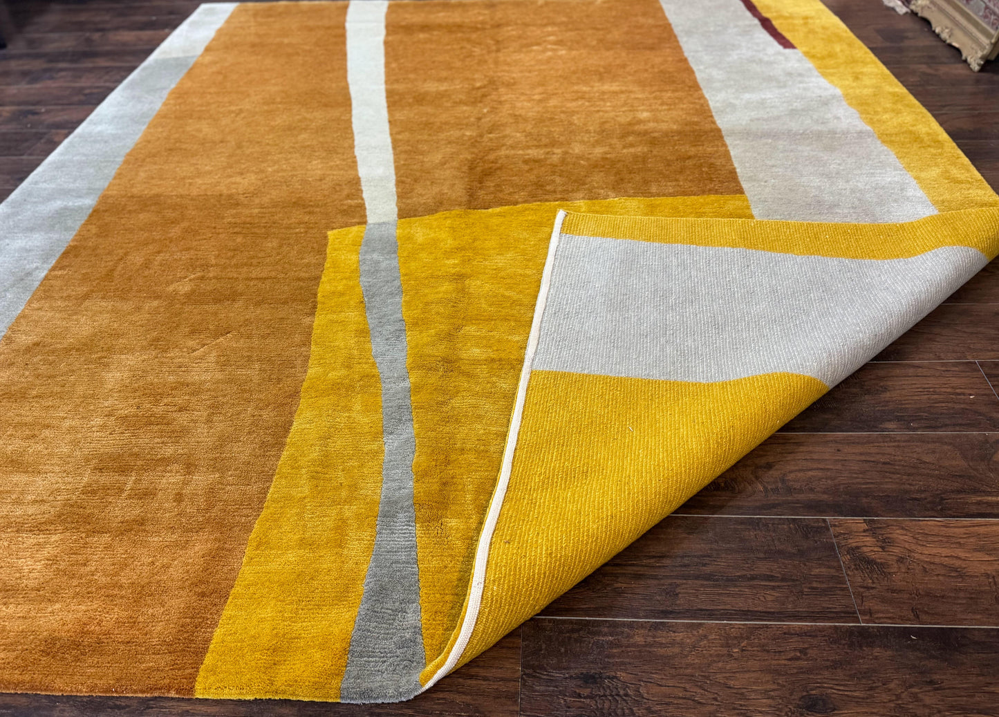 Modern Tibetan Rug 9x10, Wool Handmade Tibetan Area Rug, Abstract Multicolor - Nuvé