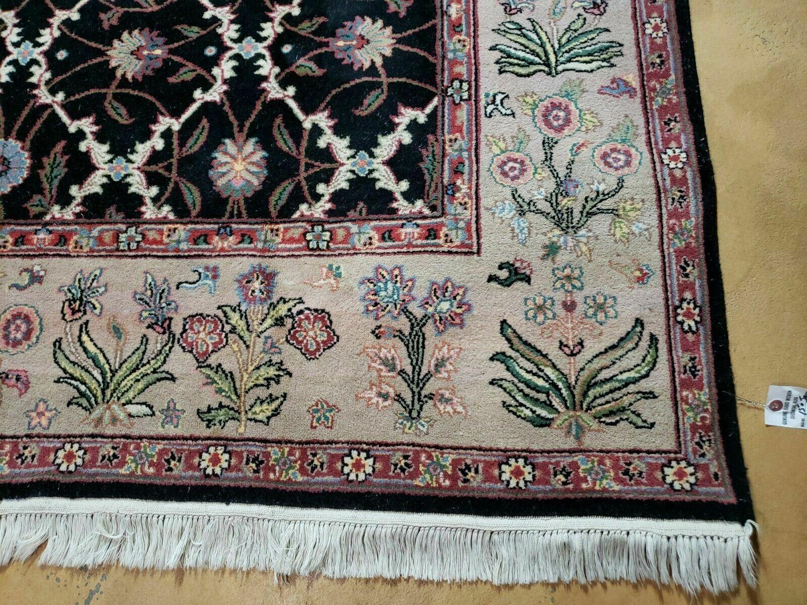 6' X 9' Handmade India Floral Oriental Wool Rug Carpet Hand Knotted Nice Black - Nuvé