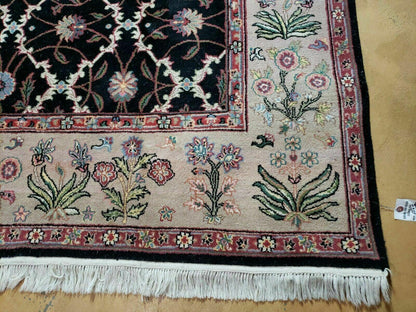 6' X 9' Handmade India Floral Oriental Wool Rug Carpet Hand Knotted Nice Black - Nuvé