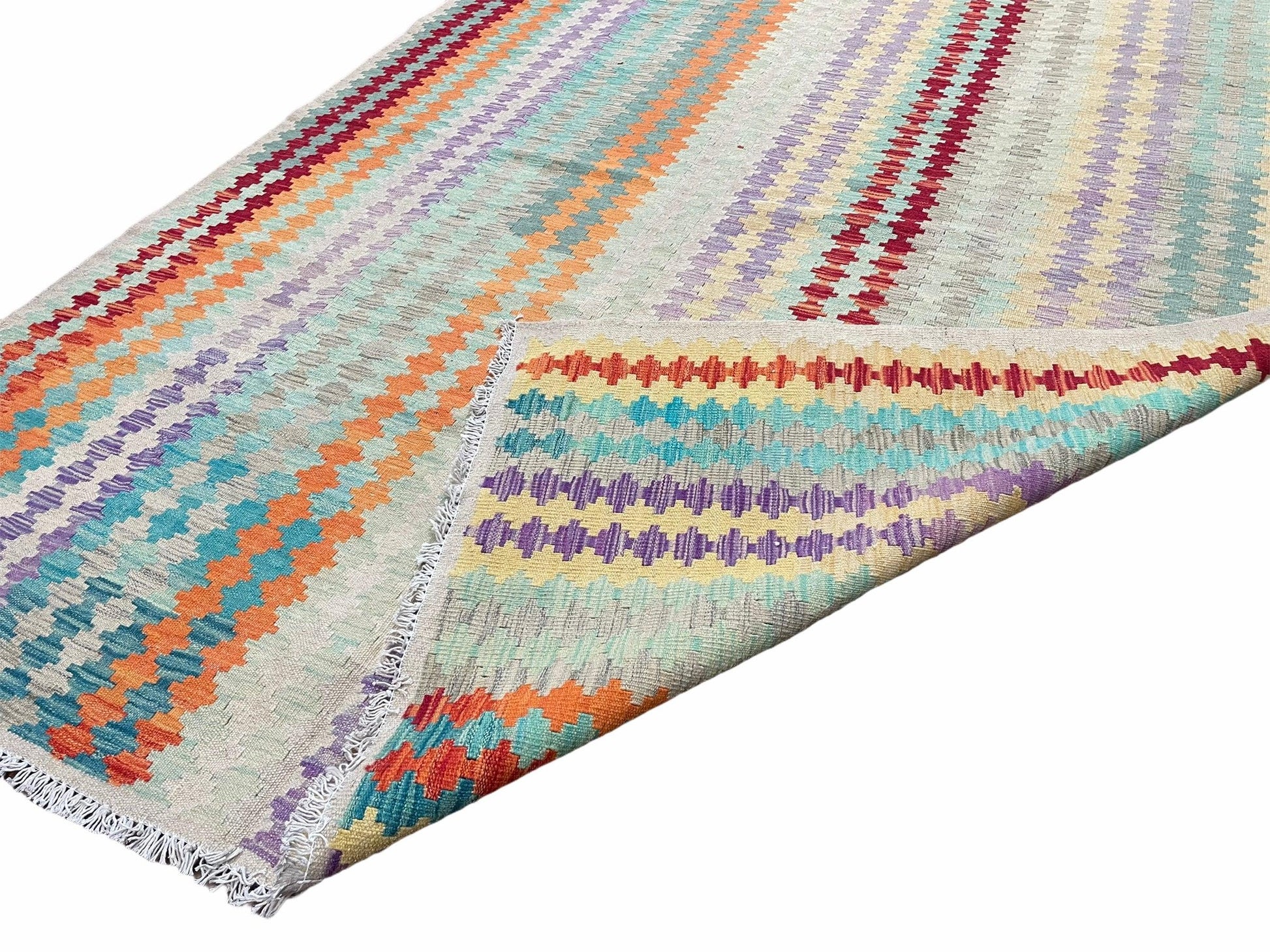 Colorful Kilim Rug 6x8 Multicolor Turkish Kilim Rug 6 x 8 Flat Weave Kilim Playful Anatolian Kilim Wool Kilim New Rug - Nuvé