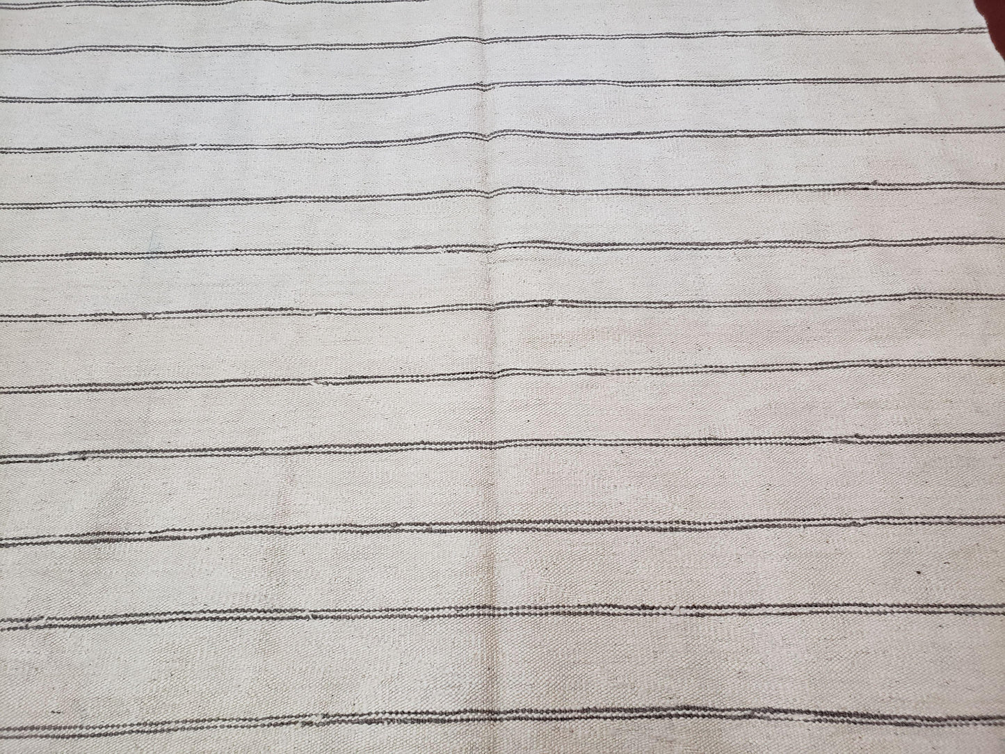 New Turkish Kilim Rug, Striped Area Rug, Southwestern Style, Off-white/Ivory Color, 5x8 Kilim Carpet, Hand-Knotted, Flatweave, Wool - Nuvé