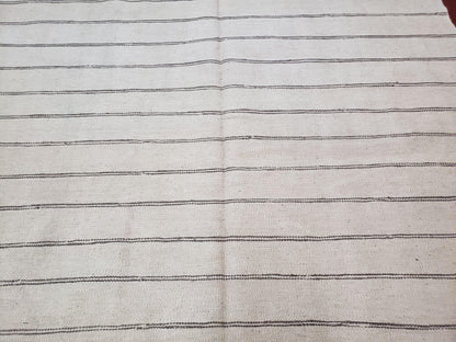 New Turkish Kilim Rug, Striped Area Rug, Southwestern Style, Off-white/Ivory Color, 5x8 Kilim Carpet, Hand-Knotted, Flatweave, Wool - Nuvé