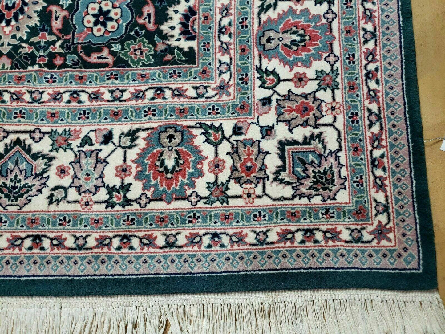 8' X 10' Handmade Indian Oriental Wool Rug Carpet Organic Dye Forest Green Nice - Nuvé