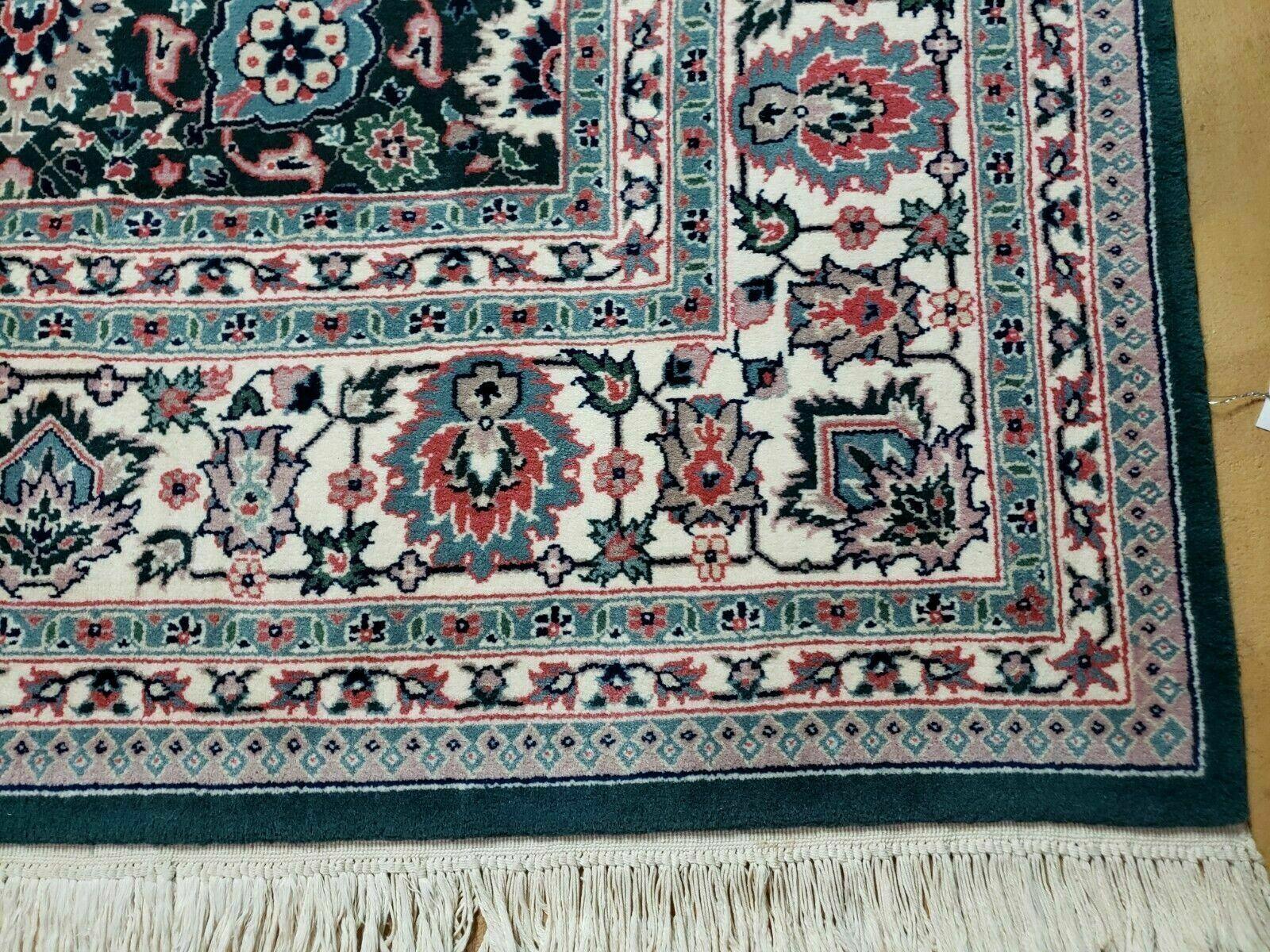8' X 10' Handmade Indian Oriental Wool Rug Carpet Organic Dye Forest Green Nice - Nuvé