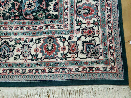 8' X 10' Handmade Indian Oriental Wool Rug Carpet Organic Dye Forest Green Nice - Nuvé