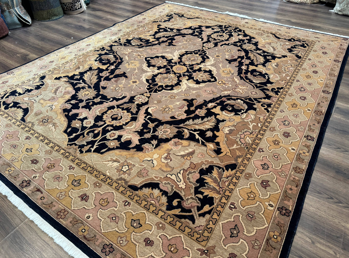 Handmade Wool Rug 8x10, Black & Dark Beige, Nourison, Traditional Rug - Nuvé