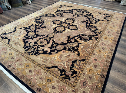 Handmade Wool Rug 8x10, Black & Dark Beige, Nourison, Traditional Rug - Nuvé
