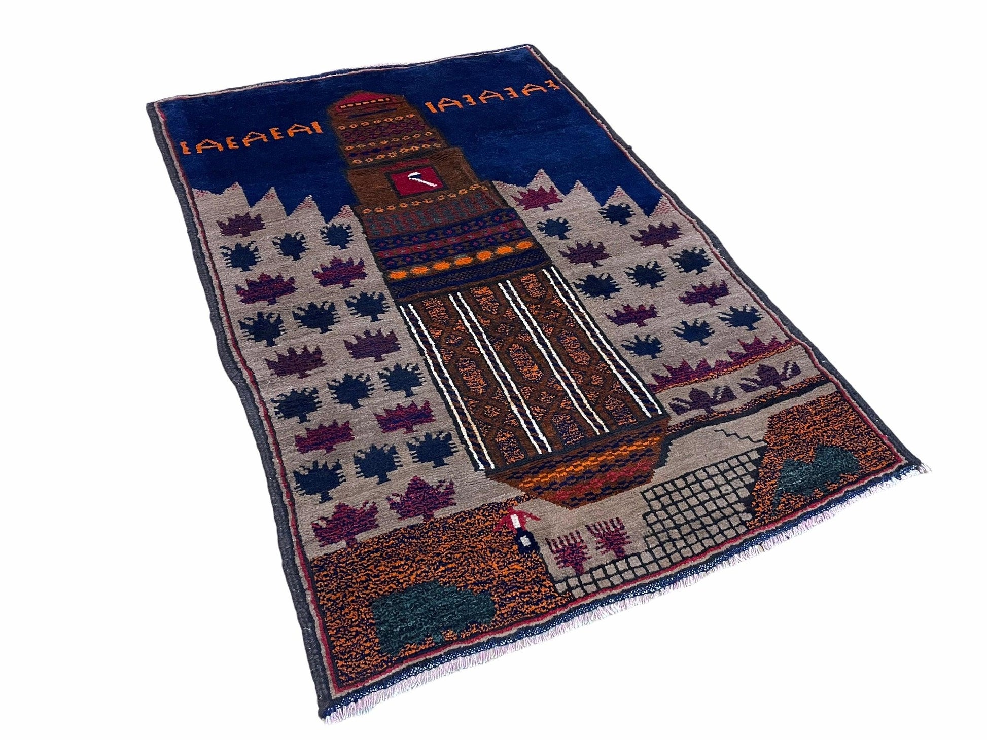 3 X 4.5 Vintage Handmade Tribal Wool Rug Baluchi Rug Afghan Rug Red Blue Beige - Nuvé
