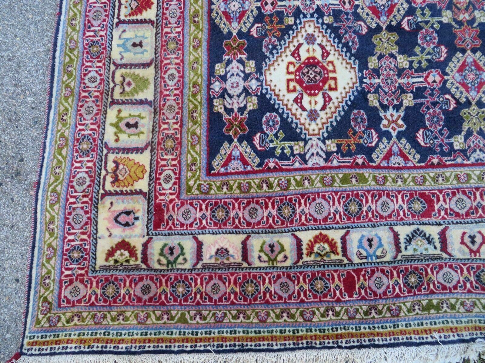 Oversized Persian Shiraz Tribal Rug 13x19, Palace Sized Oriental Carpet, Handmade Hand-Knotted X Large Rug, Red Blue Cream, Allover Herati Pattern - Nuvé