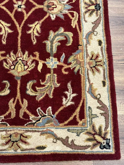 Small Floral Wool Rug 3x5, Safavieh Heritage Collection, Dark Red, Pair B - Nuvé