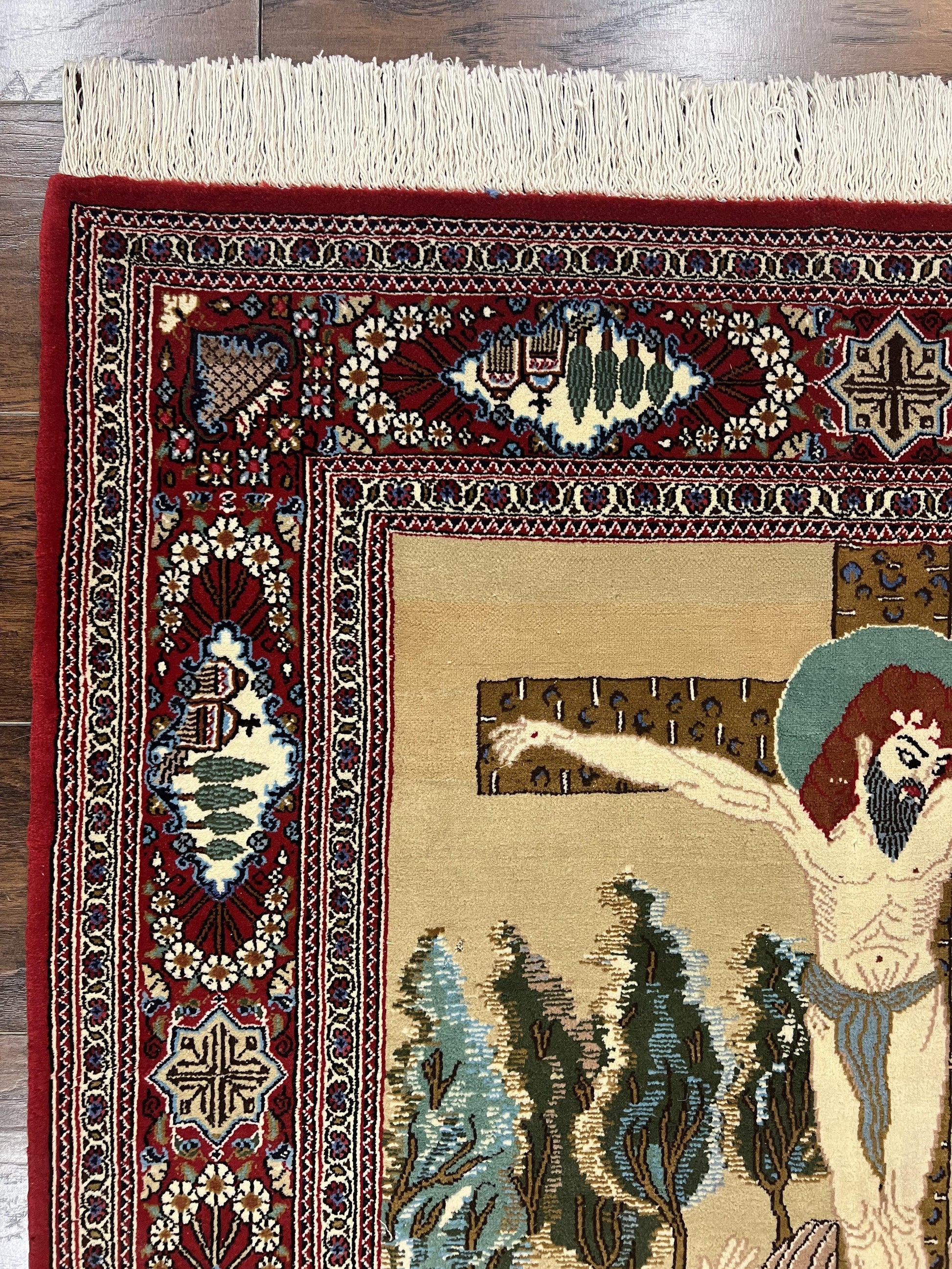 Persian Kashan Pictorial Rug 3x5 - Jesus on Cross - Nuvé