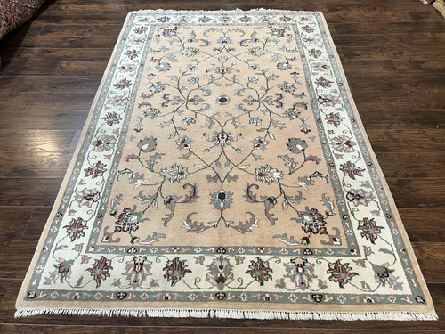 Indo Persian Rug 6x9, Handmade Vintage Wool Carpet, Floral Allover - Nuvé