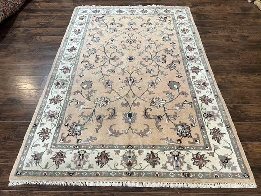 Indo Persian Rug 6x9, Handmade Vintage Wool Carpet, Floral Allover - Nuvé