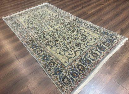 Persian Kashan Rug, Unique Colors, 225 KPSI, Light Green and Light Blue - Nuvé