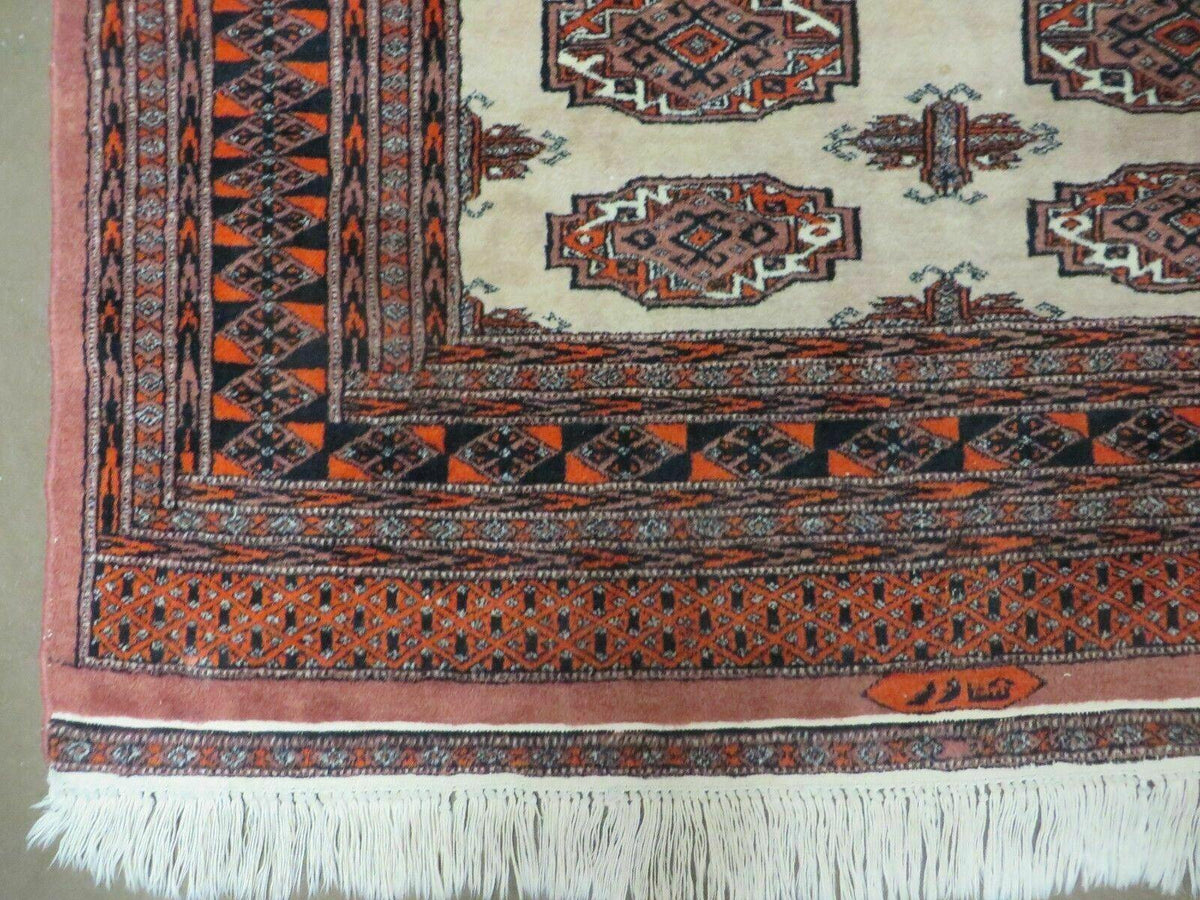 4' X 6' Vintage Handmade Bokhara Turkoman Pakistan Wool Rug Carpet Nice