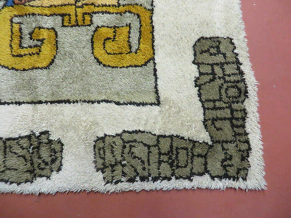 4' X 7' Vintage Handmade Knotted Tribal Nomadic Shag Wool Rug Carpet Prince