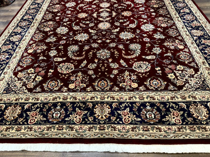 Sino Persian Rug 9x11, Burgundy and Navy Blue, Fine 200 KPSI, Floral Allover - Nuvé