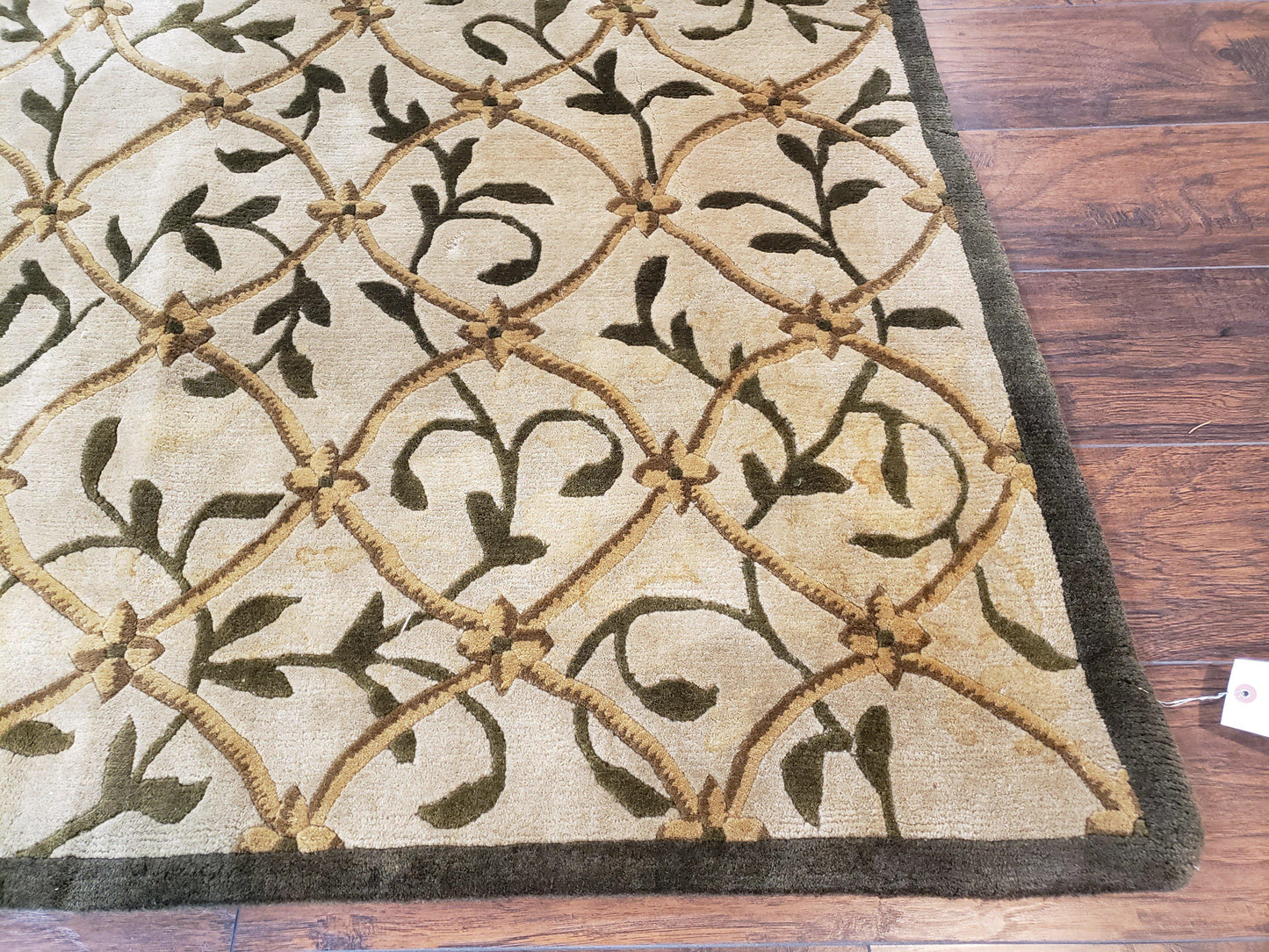 Vintage Tibetan Nepalese Area Rug 9x12, Wool Hand-Knotted, Beige Nepali Soft Pile Carpet, 9 x 12 Living Room Modern Dining Room Rug - Nuvé