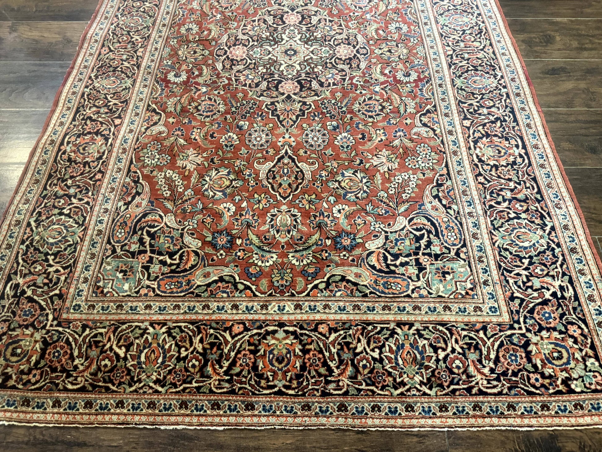 Persian Kashan Rug 4x7, Red, Floral Medallion, Vintage, Wool - Nuvé