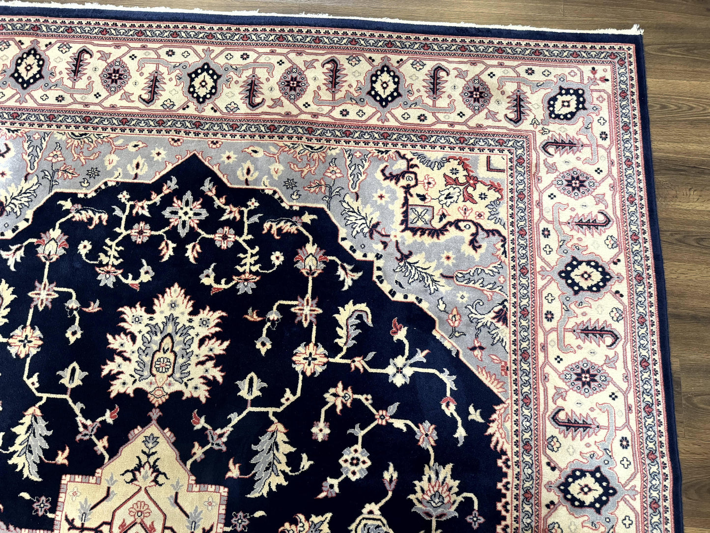 Karastan Rug 8x11 Navy Serapi, Kara Shah Rug, Navy Blue, Vintage Karastan Area Rug Wool Pile Karastan Rug - Nuvé