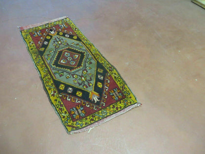 19" X 42" Antique Handmade Turkish Colorful Oushak Oshak Yastik Wool Rug Mat - Nuvé