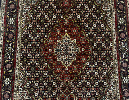 Persian Tabriz Rug 3x5, Wool on Silk Foundation, Very Fine 550 KPSI, Dark Navy Blue - Nuvé