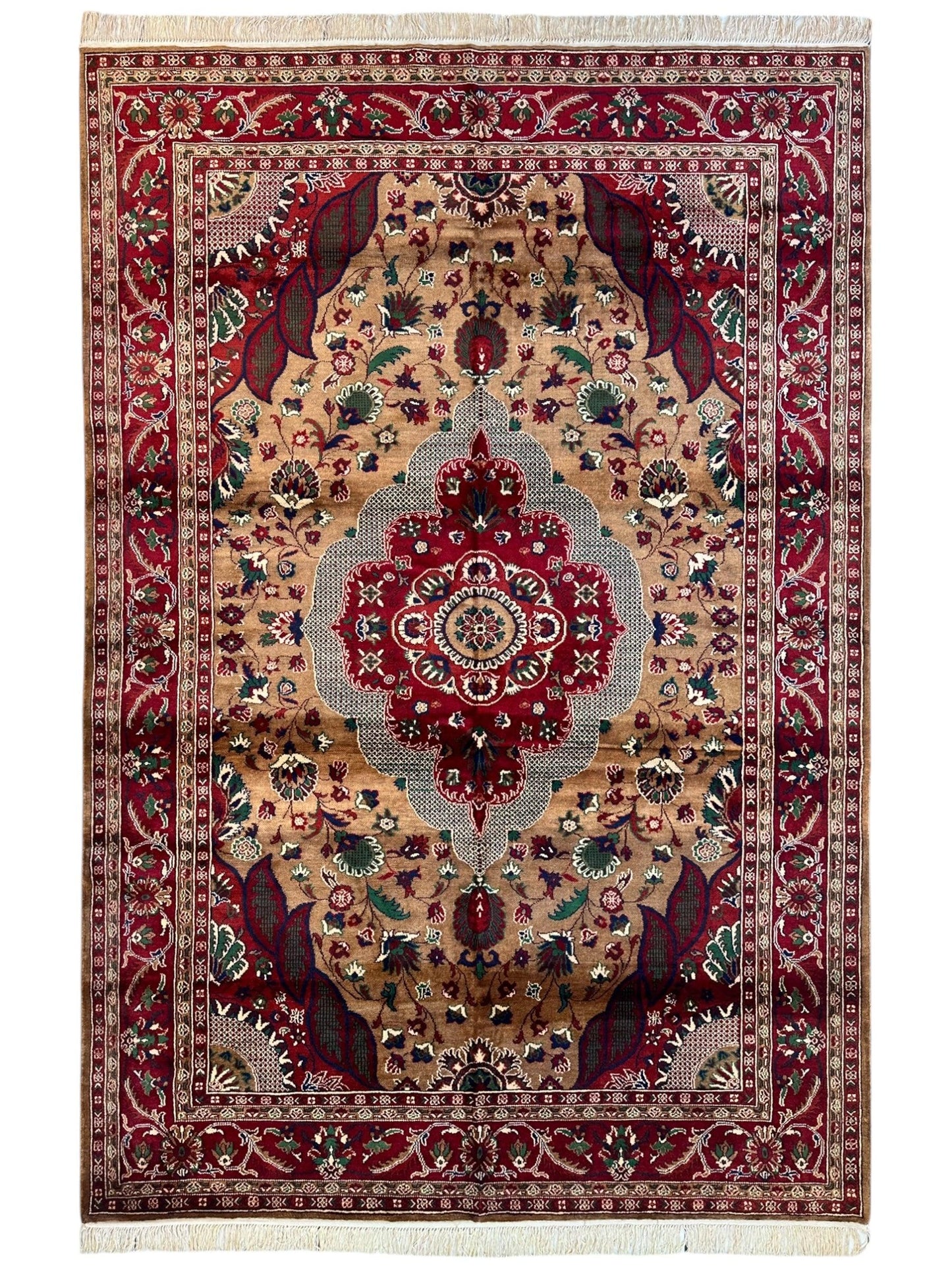 Hand-Knotted Afghan Garden Design Rug – 6’6” x 9’6” - Nuvé