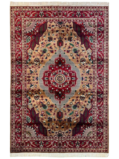Hand-Knotted Afghan Garden Design Rug – 6’6” x 9’6” - Nuvé