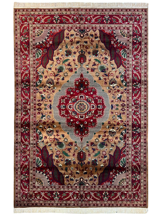 Hand-Knotted Afghan Garden Design Rug – 6’6” x 9’6” - Nuvé