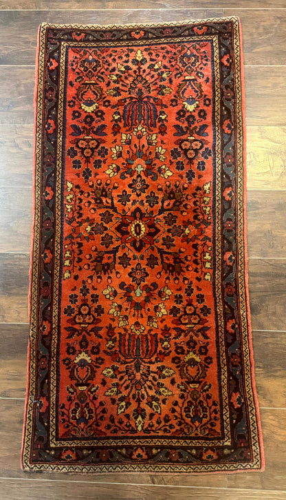 Antique Persian Sarouk Rug 2x4, Red, Fine 260 KPSI