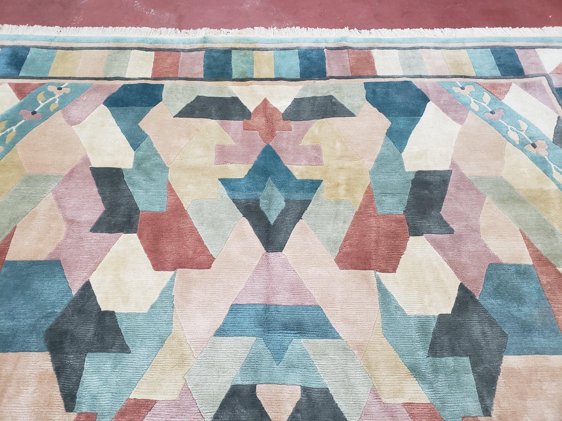 Contemporary Indian Nepalese Area Rug 8x11, Wool Hand-Knotted Modern Multicolor Nepali Abstract Carpet 8 x 11 Soft Playroom Nursery Room Rug - Nuvé