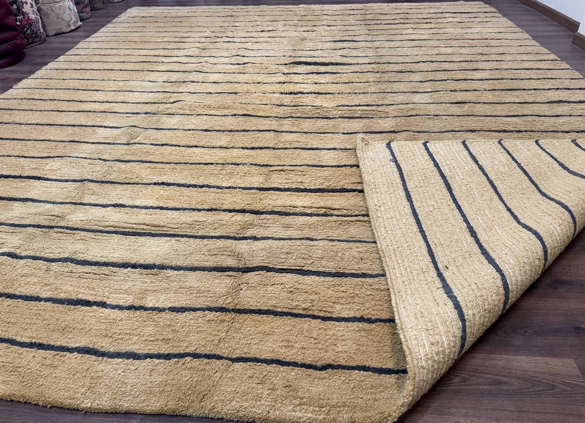 Modern Nepali Rug 13 x 15.6, Palace Size Wool Custom Made Rug, Tan, Large Nepali/Tibetan Carpet - Nuvé